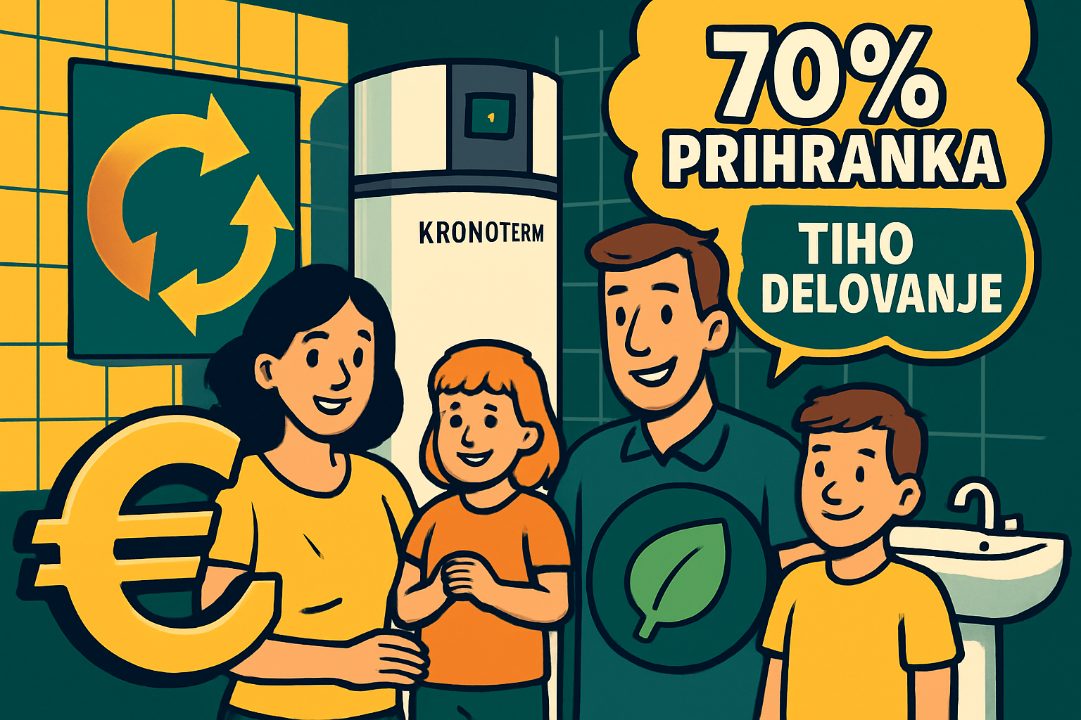 "Kronoterm toplotna črpalka za sanitarno vodo – 70% prihranka in tiho delovanje za družinsko udobje