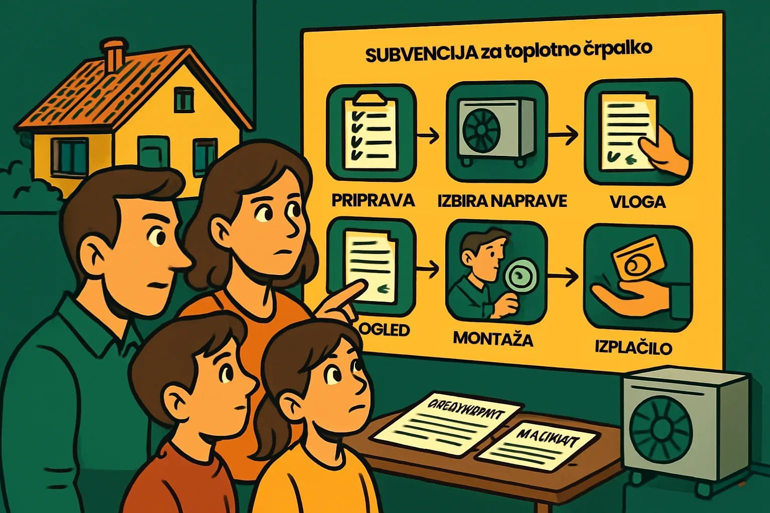 Subvencija za toplotno črpalko – koraki: priprava, izbira naprave, vloga, ogled, montaža, izplačilo