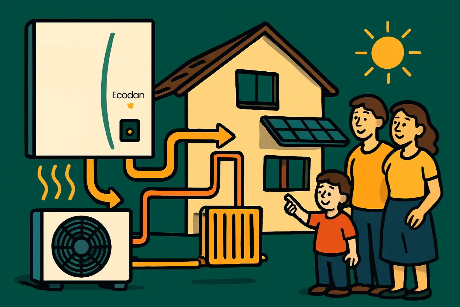 Mitsubishi Electric Ecodan: zunanja enota in notranji modul ogrevata hišo z radiatorji