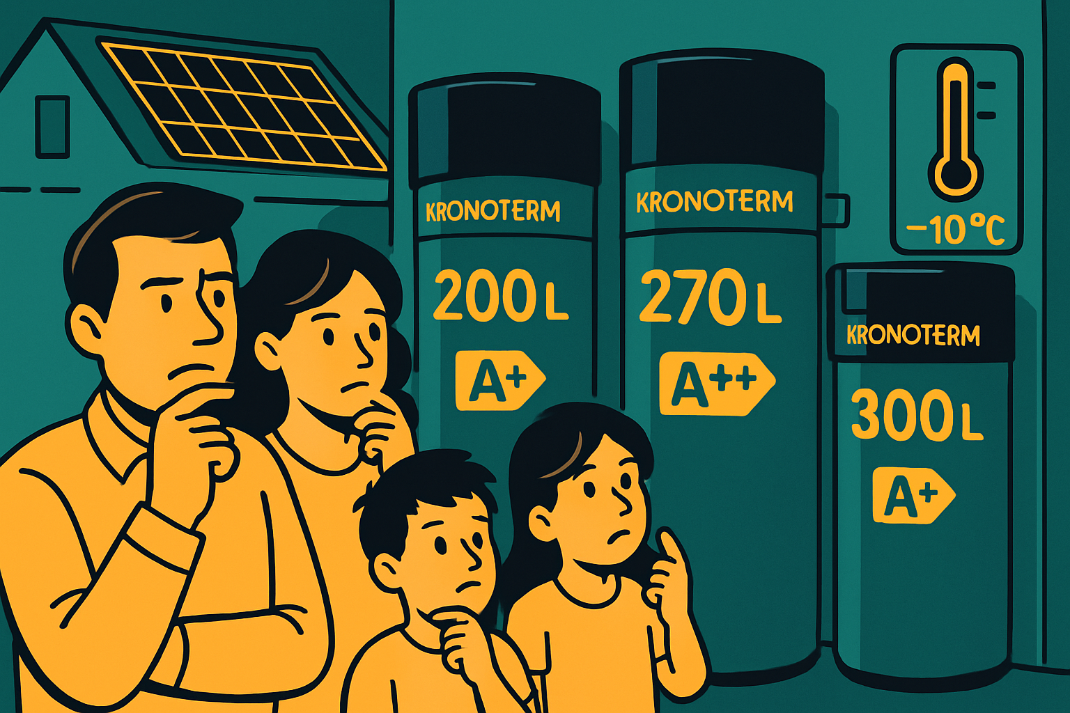 Kronoterm toplotna črpalka za sanitarno vodo – izbira med modeli 200L, 270L in 300L z energijskimi razredi A+ in A++