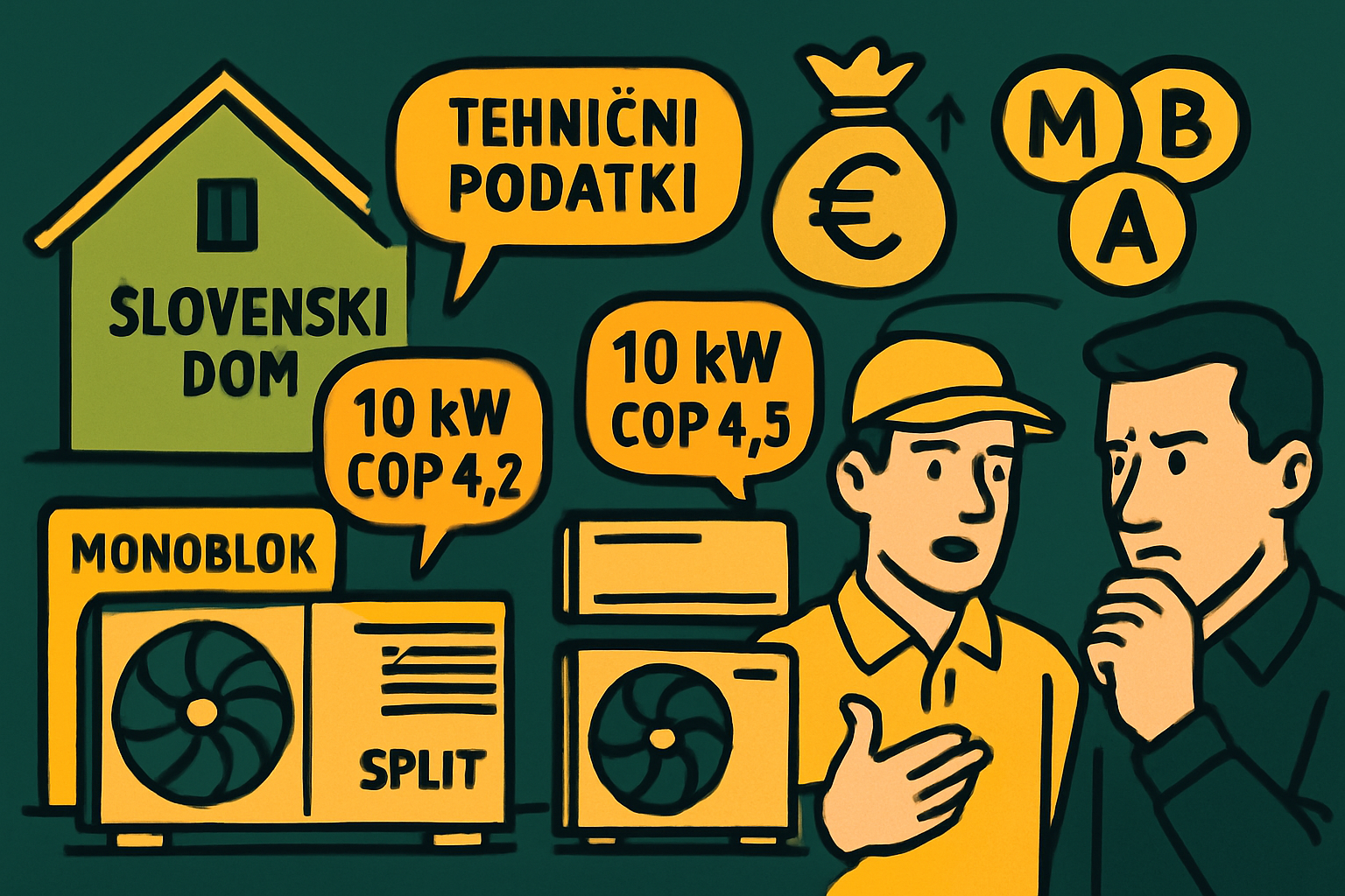 Visokotemperaturna toplotna črpalka cena – primerjava med monoblok in split sistemi z različnimi tehničnimi podatki in učinkovitostjo